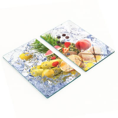 Decoratieve glazen snij- en serveerplanken voor fruit en water, 2x30x52 cm