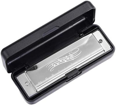 Mondharmonica Kinderen - Muziekinstrument Beginners - Muziek Leren Spelen - 10 Gaten Ontwerp - 104x28x19mm - Zilver