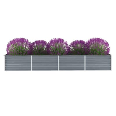vidaXL - Plantenbak - verhoogd - 320x80x45 - cm - gegalvaniseerd - staal - grijs