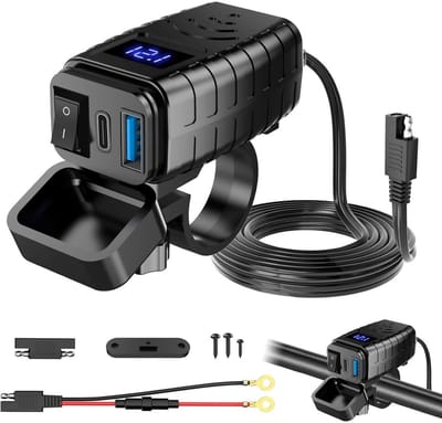 GELLDG 2-in-1 USB Oplaadkabel - Volledig Gesloten Beschermkap Waterdicht Stofdicht - Snel Opladen - Geschikt voor Motorfiets & E-Motorfiets - Plastic - 65*60*30mm