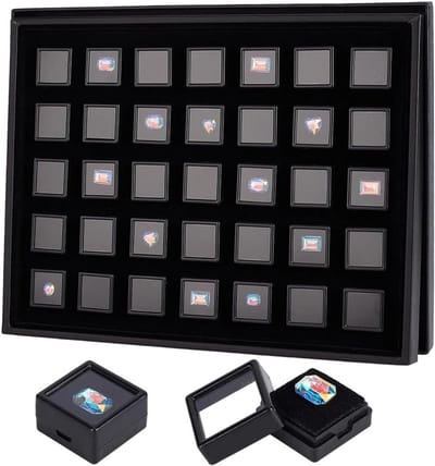 Edelsteen Display Box - Sieraden Doosje - Verzamelingen Presenteren - Transparant Acryl - 35 stuks - Zwart