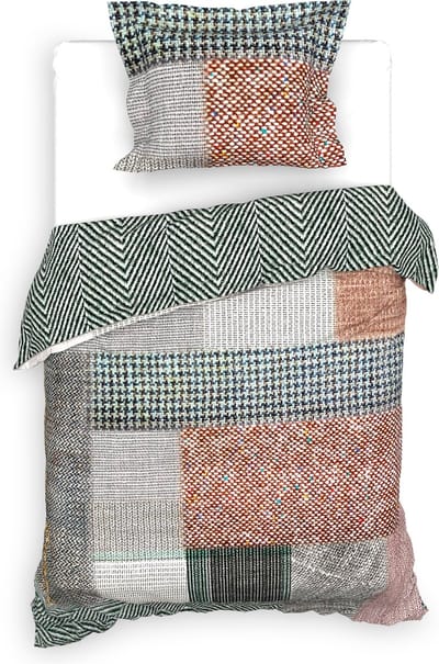 Heckettlane Dekbedovertrek Ron - Bedlinnen met Patchwork print - 140x220 - Multi - Dekbedhoes van 100% Katoen-Twill