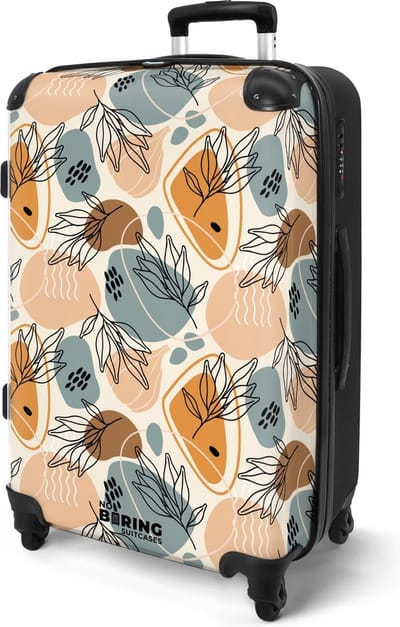 NoBoringSuitcases.com® - Koffer groot - Rolkoffer lichtgewicht dames - Bohemian patroon in pastel kleuren - Reiskoffer met 4 wielen - Valies grote trolley XL op wieltjes - Harde reistrolley met TSA slot - 20 kg bagage - Reizen