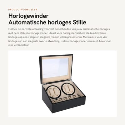 Dailygoods - Horlogewinder - Automatische horloges - Stille motor - Zwart - Horlogehouder - 4 horloges - Geschikt voor luxe horloges