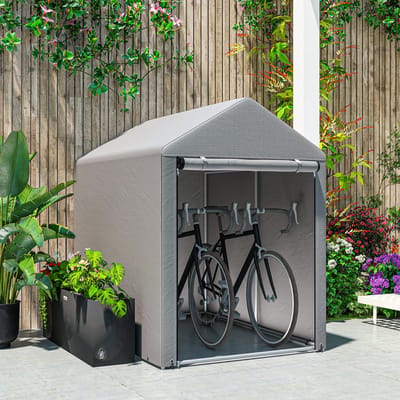 Tuinhuis met Schuin Dak – Gereedschapsschuur - Multifunctionele tuinhuis - Fietsschuur - 120 x 179 x 165 cm - Outdoor Tuinopslag - Voor Achtertuin, Terras en Grasveld - Weerbestendig - Grijs
