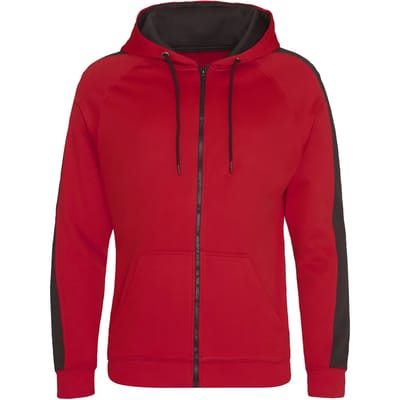 Sports Polyester Zipped Hoodie met capuchon Fire Red - 3XL