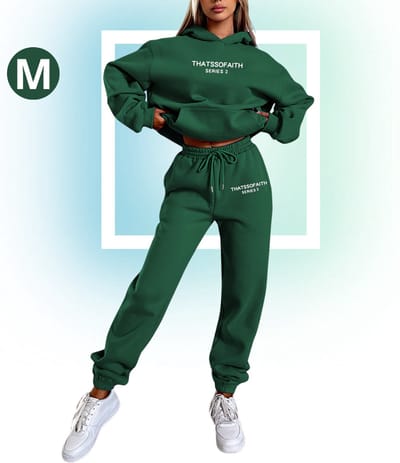 Livano Joggingpak Dames - Huispak - Trainingspak - Volwassenen - Capuchon - Jogging Pak - Joggingspak - Donkergroen - Maat M
