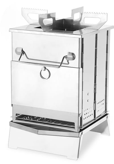 Houtkachel Grill - Opvouwbare Kooktool - Outdoor Koken - Lichtgewicht Draagbaar - 14.5 x 14 x 21 cm - Zilver