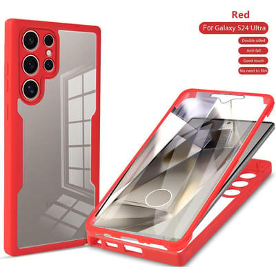 360 Volledige Lichaamsbescherming Transparante Hoes Voor Samsung S25 S24 Ultra S23 Plus S22 S21 FE A55 A35 A25 A54 A34 A14 A73 A53 Zachte Cover For A14 5G gray