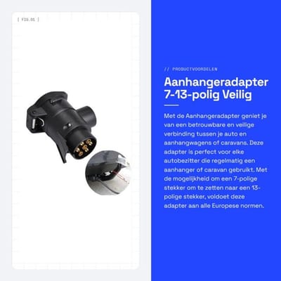 Aanhangeradapter - 7-13-polig - Veilig verbinding - Compact formaat - Trekhaak adapter - Voor caravans en aanhangers - 12 V-connector