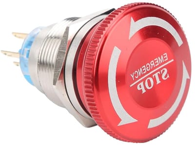Noodknop Schakelaar - Paddestoel drukknop - Industrieel gebruik - Zelfvergrendelend mechanisme - 22 Mm diameter - Zwart