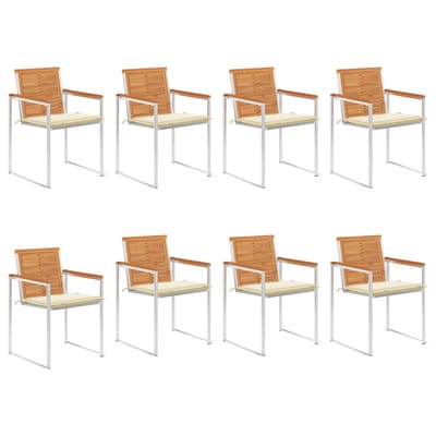 vidaXL - Tuinstoelen - 8 - st - met - kussens - massief - acaciahout