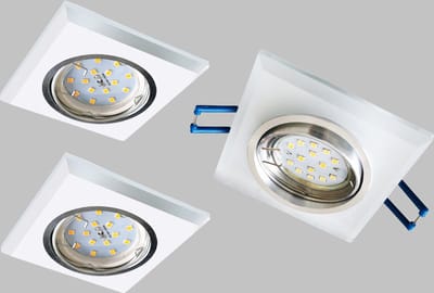 Trango Set van 3 6729(S)-03MOSD *CRYSTAL* LED plafondspot van gesatineerd glas & aluminium incl. 3x 3-traps dimbare Ultra Flat LED Module, 3000K Warm Wit Inbouwspot, Inbouwspot, Plafondlamp, Inbouwspot