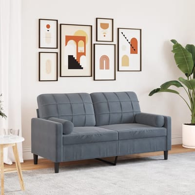vidaXL - Tweezitsbank - met - sierkussens - 140 - cm - fluweel - donkergrijs