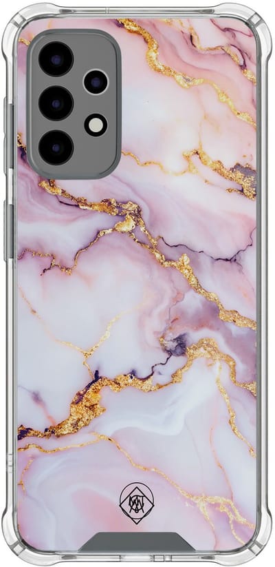 Hoesje (shockproof) geschikt voor Samsung Galaxy A52 5G - Marble pink - Extra sterke case - TPU/polycarbonaat - Marmer - Roze, Transparant