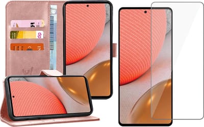 Hoesje geschikt voor Samsung Galaxy A72 - Book Case Kunstleer Wallet - Roségoud - Met Screenprotector