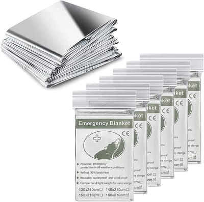 Reddingsdeken 6-pack - Waterdichte Overlevingsdekens voor Wandelen, Survival en EHBO