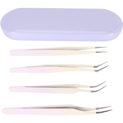 4 stuks Wimper pincet Set Roestvrij Staal Nepwimper Extensions Pincetten Multifunctioneel paars