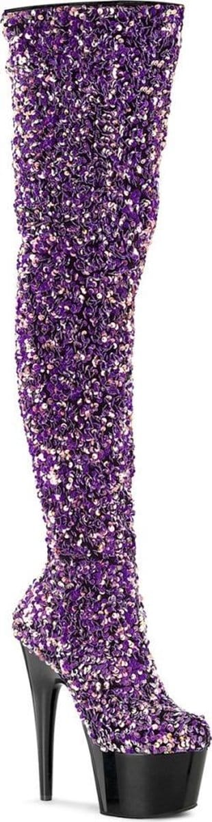 Pleaser - ADORE-3020 Plateau Overknee Laarzen - Paaldans schoenen - 36 Shoes - Paars