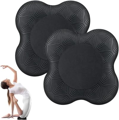 Yoga Kniekussens, Set van 2, Antislip, 20 x 20 cm, Ondersteuning voor Knieën bij Yoga, Pilates en Sport, Zwart