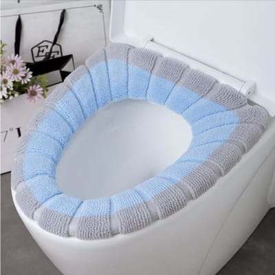 SUNMOOL Toiletbrilhoes - Elastische toiletbrilbekleding - Wasbaar - Blauw Grijs - 1Stuk