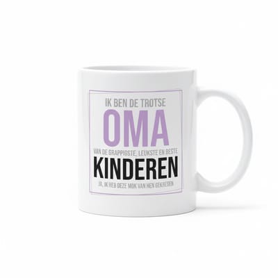 Trots Oma Tekst Mok – Grappig Oma Cadeau – Keramische Koffiemok 330 ml – Perfect Geschenk van de Kleinkinderen