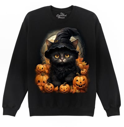 Zwarte Kat Pompoenen Black Cat Pumpkins The Coloured House Sweater S
