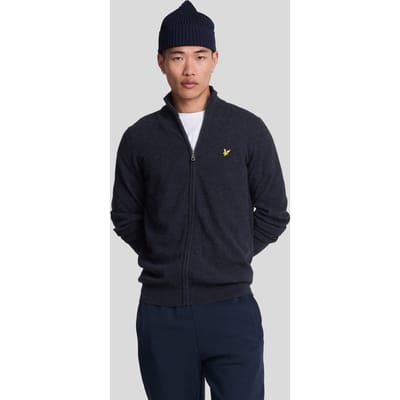 Lyle & Scott Lamswol Blend Rits Cardigan - Marineblauw