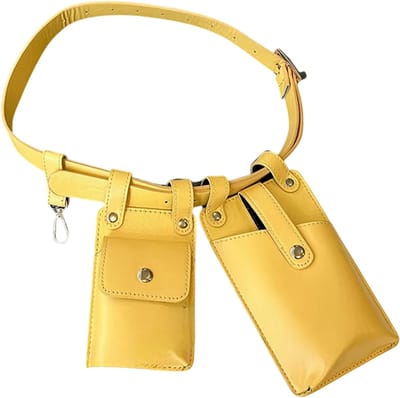 2-delige Leren Dames Heuptas – Heuptasje Dames & Crossbody Tas Dames – Mini Riemtas - Fanny Pack – Telefoon Tasje voor Vrouwen - GEEL