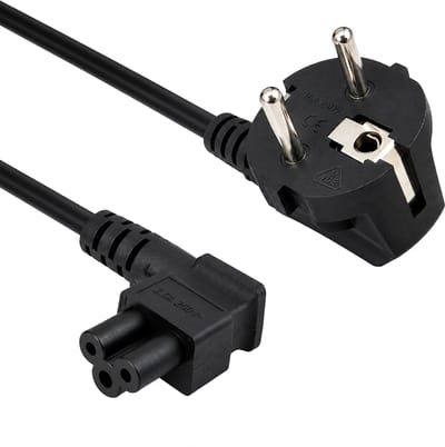 Schuko naar C5 apparaatsnoer - Haaks - 3 meter - Zwart - Allteq