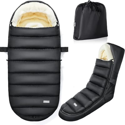 Kinderwagen Slaapzak - Voetenzak Peuter - Baby Warm Houden - Afneembare Rits - 127 x 44 cm - Zwart