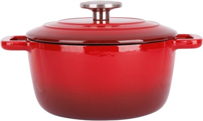 Cosy & Trendy Braadpan/stoofpan - gietijzer/emaille - 2.7 liter - 20 x 10 cm - rood - voor stoofpotten/stoofvlees