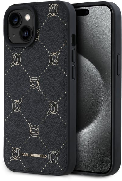 Karl Lagerfeld iPHone 14 Pro Backcover hoesje Magsafe - Karl Heads - Zwart