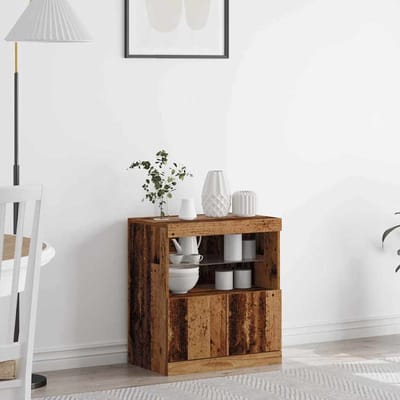 vidaXL - LED - Dressoir - Bruin - 60,5 - x - 37 - x - 67 - cm - Bewerkt - hout