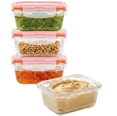 Lock&Lock Glazen (mini) Vershoudbakjes - Meal prep bakjes glas - Ovenschaaltjes met deksel - 160 ml - Luchtdicht - BPA vrij - PFAS vrij - Borosilicaatglas - Airfryer bakjes - Bewaarbakjes - 1 persoons ovenschaal - Set van 4 stuks