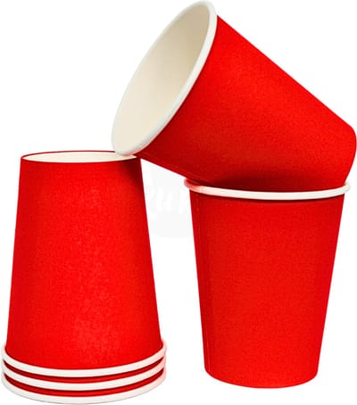 KURTT 200x Koffiebekers to go (extra stevig) - Koffiebeker karton rood - 8oz/200ml - drinkbekers, wegwerpbekers, papierenbeker, feest bekers - kerst - sinterklaas