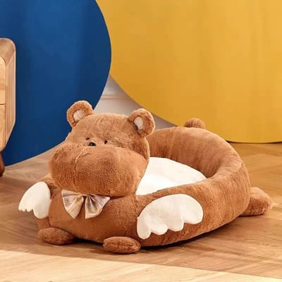 Chenil Automne et Hiver Chaud Lit pour Chien Petit Nid Teddy Tapis pour Chien Célébrité Internet Noël Nid pour Chat Canapé Universel Quatre Saisons M-50x42cm brown