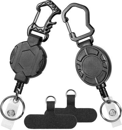 SnelShoppen - 2 Pcs Retractable Keychain - Magnetische Lanyard met 29,5 Inch Stalen Koord - Zware Lanyard Extender met Telefoon Tether Tabs - Badge Re