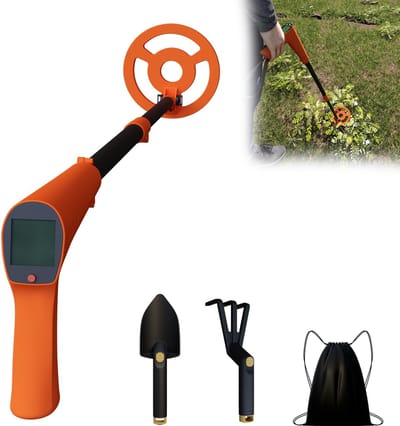 Metaaldetector voor kinderen - Met LCD-display & waterdichte spoel & lange handgreep - Incl. complete opgravingsset (schep + klauw + tas) Metaaldetectoren Oranje