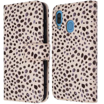 imoshion Hoesje - Geschikt voor Samsung Galaxy A40 - Design Bookcase smartphone - Black And White Dots