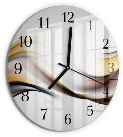 Tulup Wandklok - Abstractie Glazen Klok Met Print - 30fi cm - Veelkleurig Moderne Glazen Wandklok - Zwarte Handen - Ronde Wandklok - Glazen Wandklok Design - Klok Glas Met Opdruk