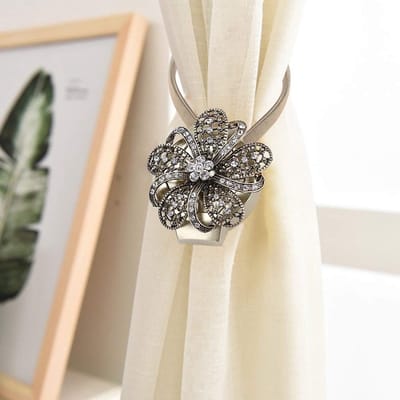Dailygoods- Gordijnclip Magnetisch - Kristal Bloem - Stretch Houder - Thuis Decoratie - Kantoor Decoratie - Kwalitatief Hoogwaardig - Gordijnhouder