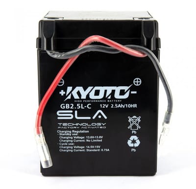 Batterie SLA Kyoto pour Scooter Yamaha 50 Sg Sting 1984 à 1987 YB2.5L-C / 12V 2.5Ah Neuf