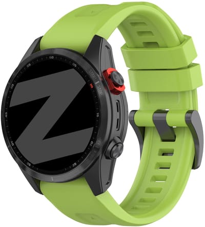 Bandz Sportbandje Siliconen 22mm Classic⬢ geschikt voor Garmin Fenix 9 (Pro) 47mm - Fenix 8 (Pro-E-47mm) - Fenix 7 (Solar-Pro) - 6 (Solar-Pro) - Fenix 5 (Plus) / Forerunner 970 - 965 - 955 - 945 - 935 - 745 / Quatix 8 - 7 - 6 - 5 -  Lichtgroen