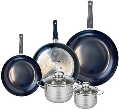 Set van 3 Kookpannen 20, 24 en 28 cm en 2 braadpannen 12 en 14 cm Elo Prima Brillant