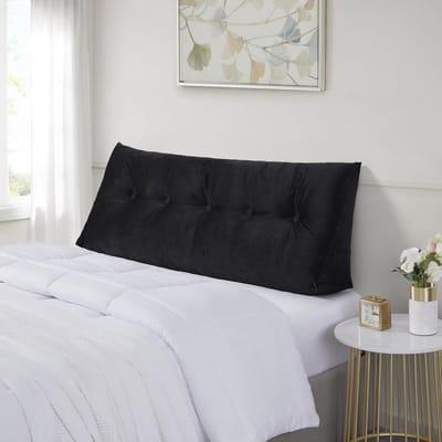 Sweet Home Collection Headboard Pillow Full Wedge Bed Pillow Large Versatile Triangle Pillow Reading Support Pillow Full - 54" Black