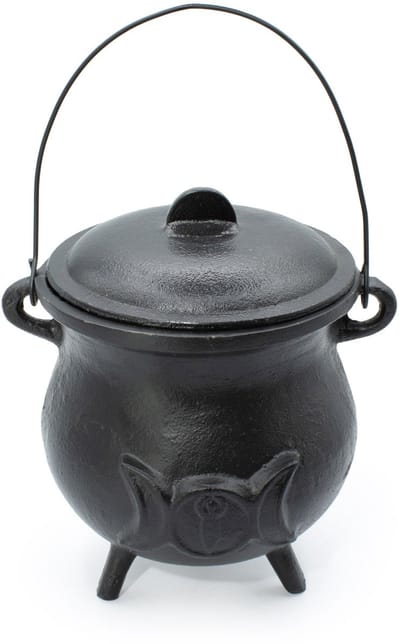 Extra Huge Cast Iron Cauldron with Triple Moon 23x18cm (at least 4kg)