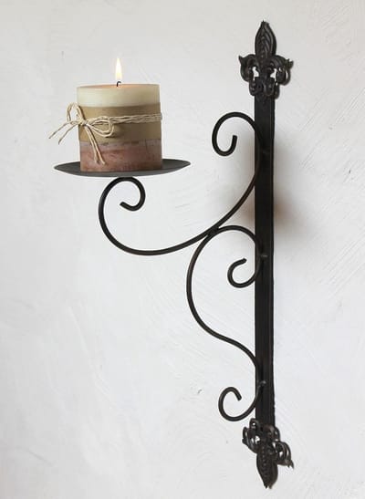 Wandkandelaar van Metaal - Antiek Bruine Wandlamp van 47 cm