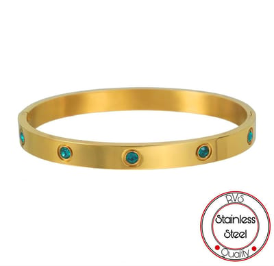 Soraro Zirkonia Turquoise Armband | Heren | Dames | Goudkleurig | RVS | Armband Mannen | Armband Dames | Heren Armband | Cadeau voor Vrouw