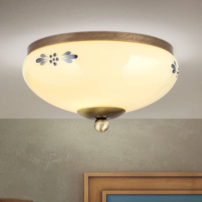 ORION Plafondlamp Landhaus patina crème blauw Ø 21cm